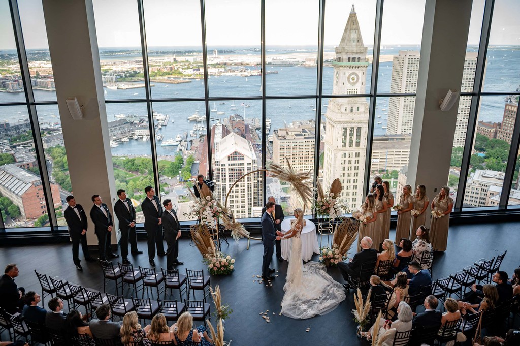 Great Room ceremony overlooking downtown Boston