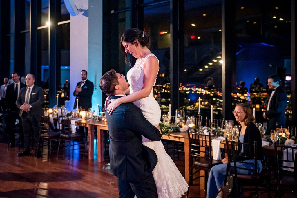 First dance under dramatic nighttime lighting