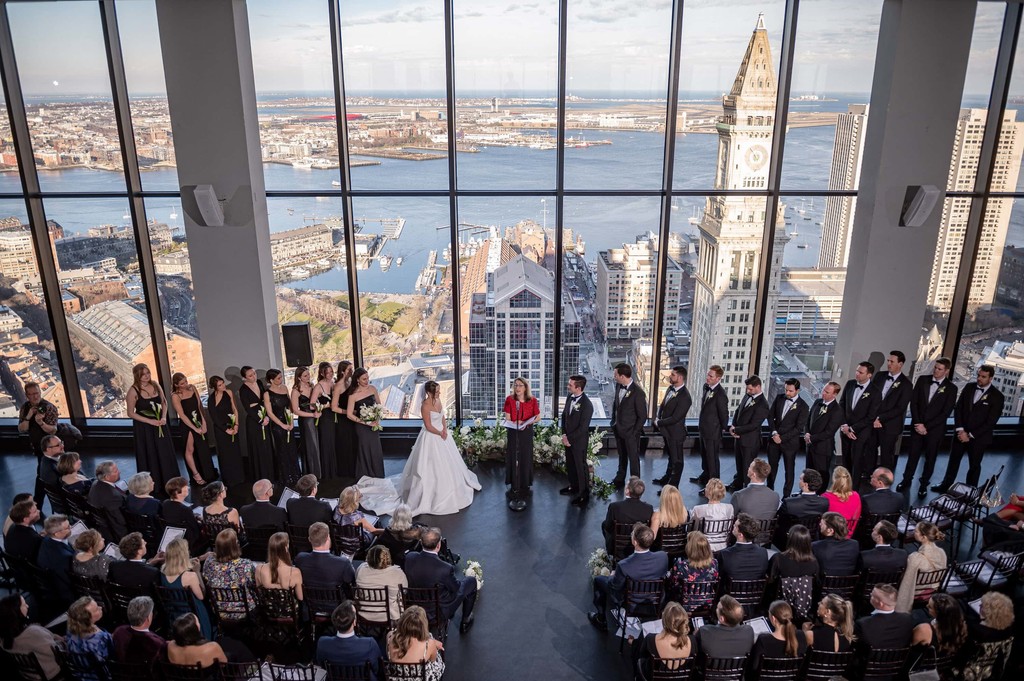 Wide-angle wedding ceremony in the Great Room