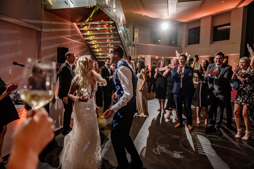 Dance floor energy at downtown Boston wedding
