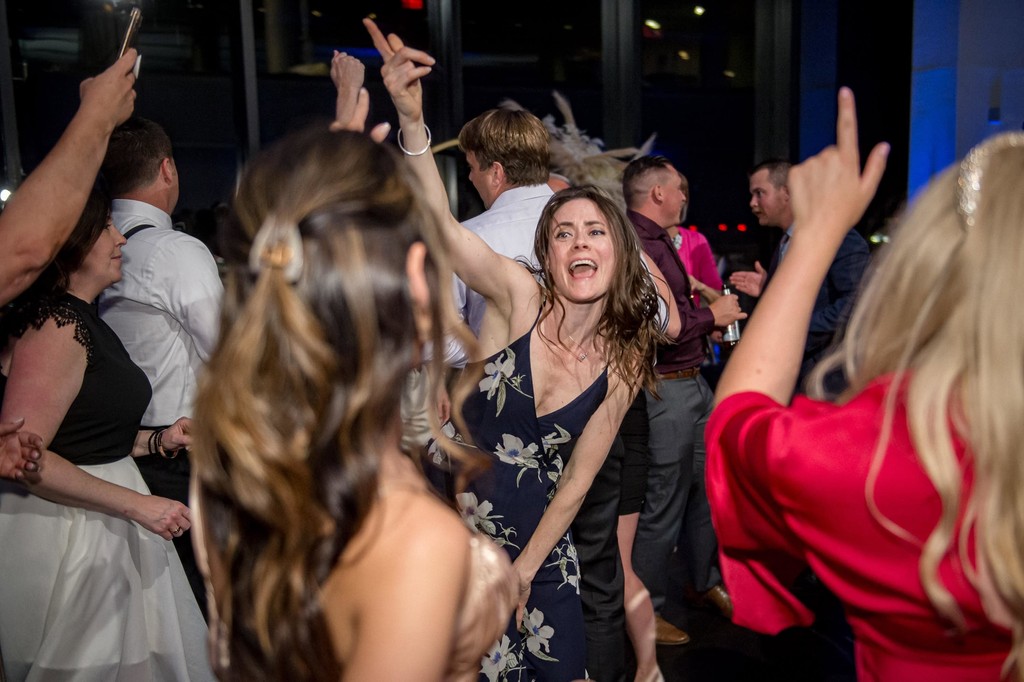 Guests dancing during wedding reception