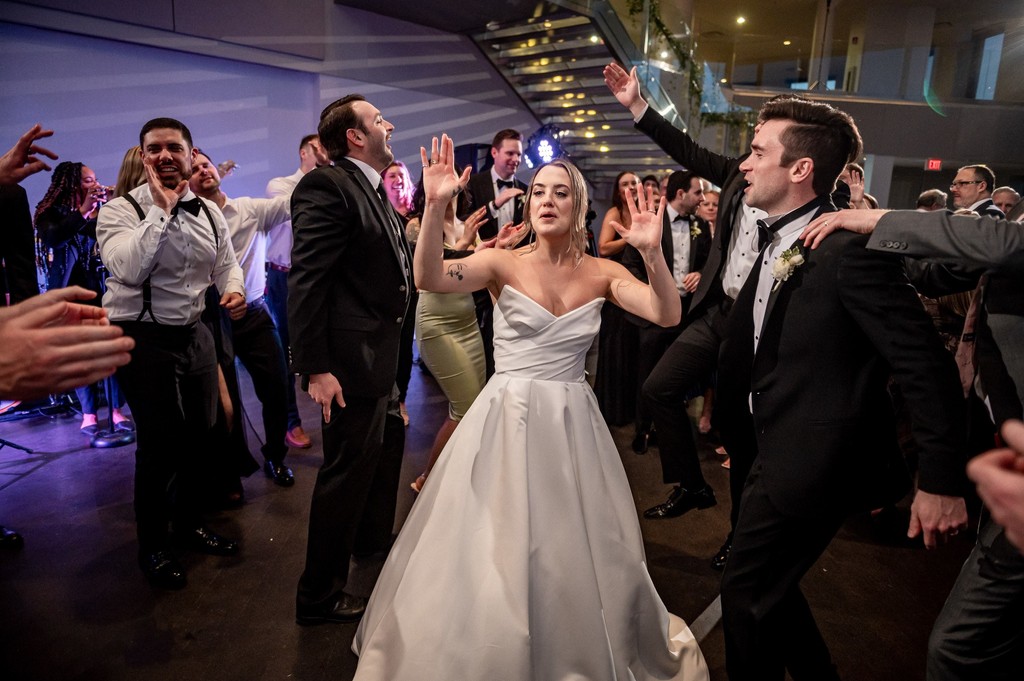 Bride rocking out to the live band