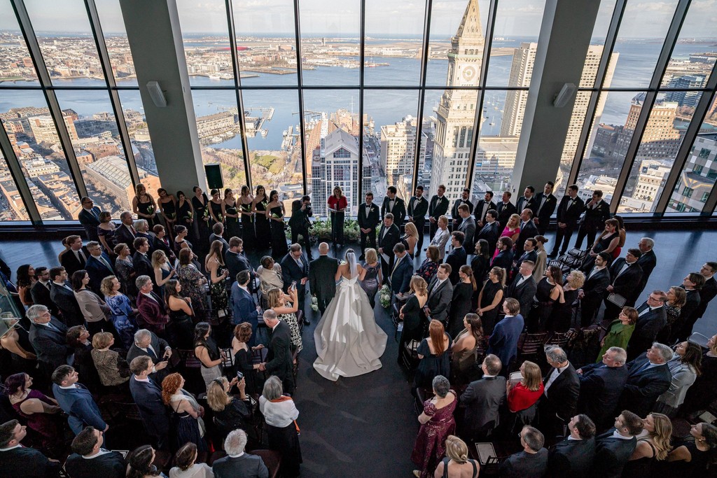 Wide-angle ceremony shot from back of the Great Room