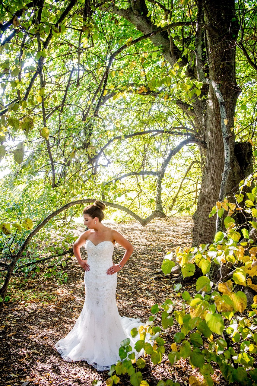 Bride spinning in garden Blithewold Mansion wedding