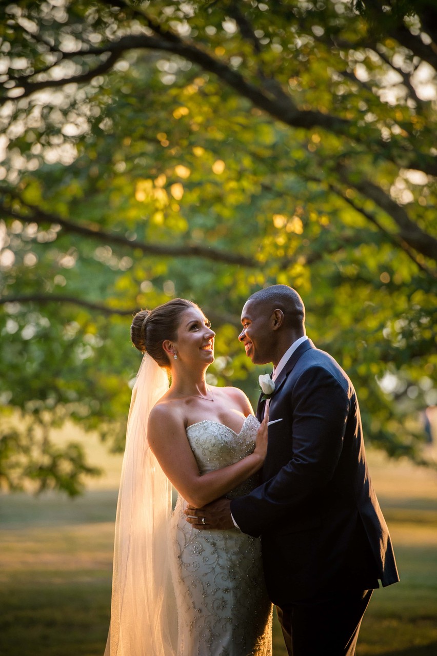 Laughing couple at Blithewold Mansion wedding