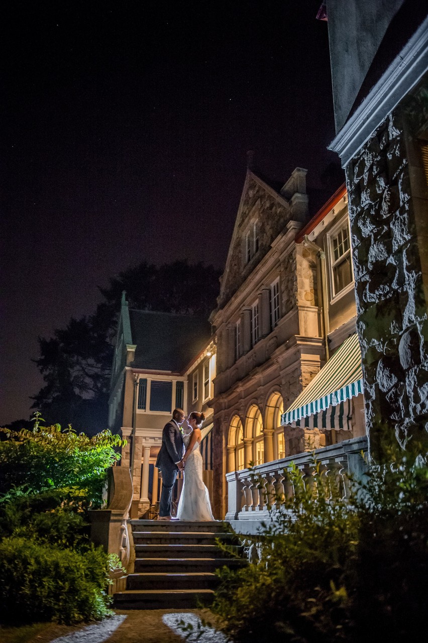 Blithewold Mansion wedding night portrait