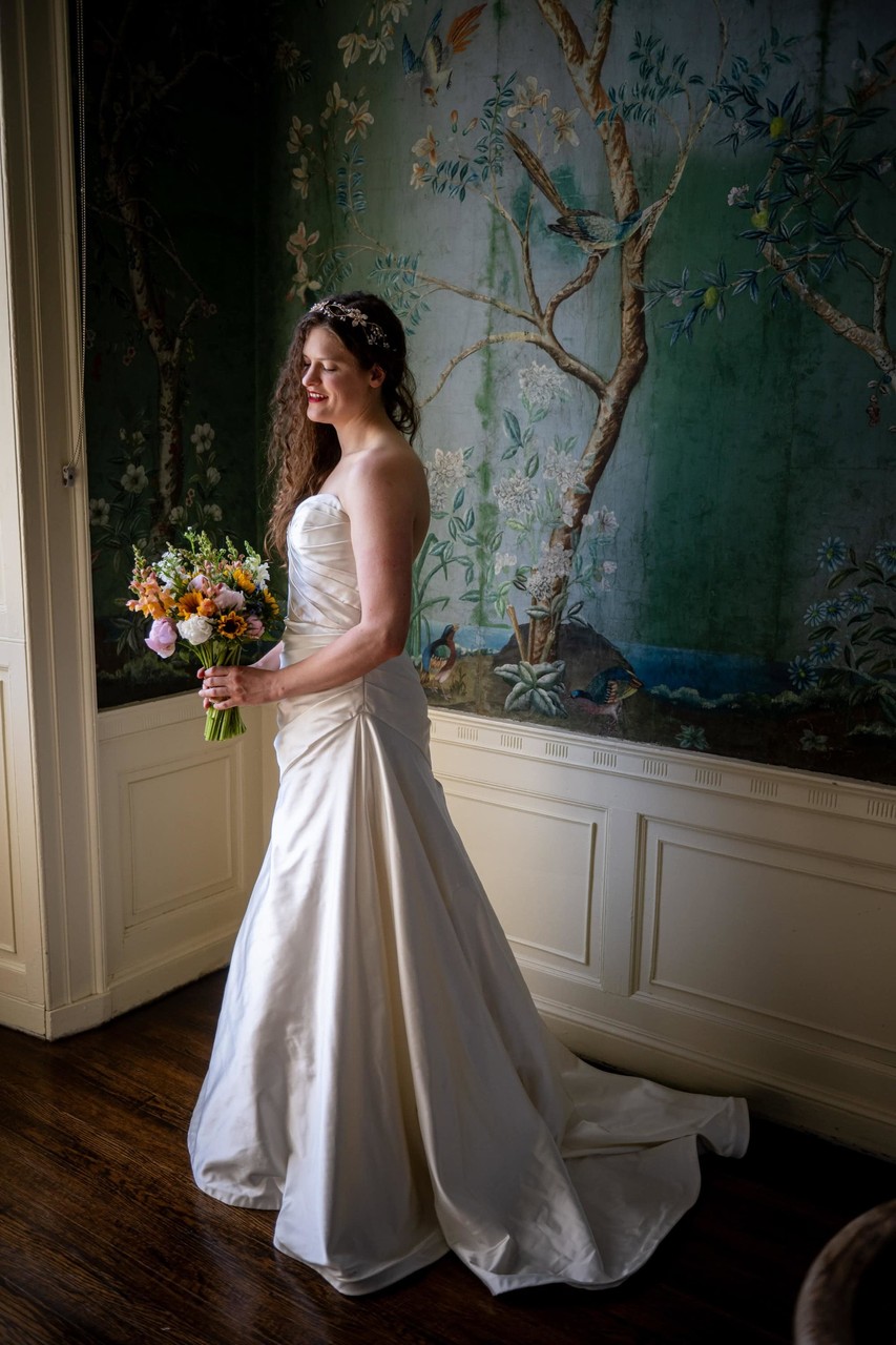 Bridal portrait in historic suite at Long Hill wedding