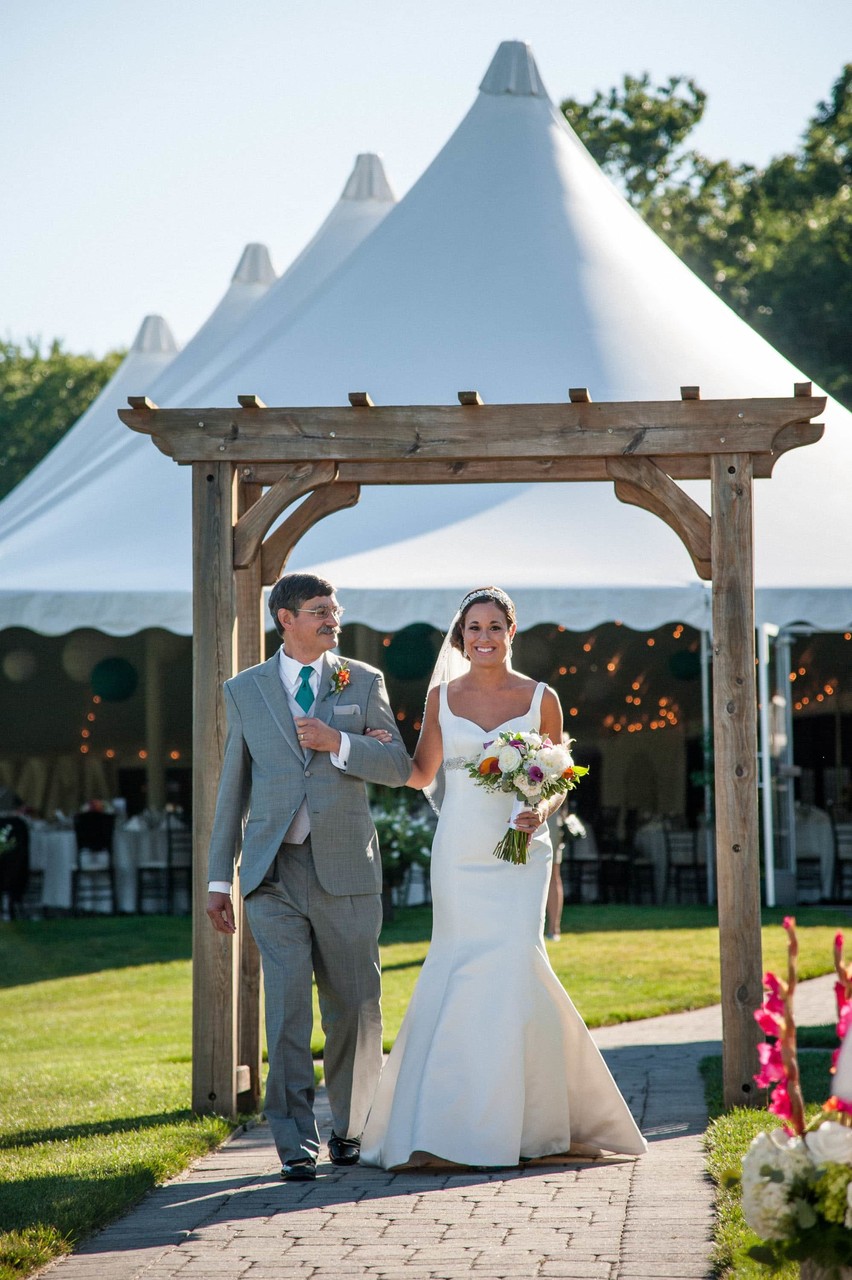 Proud dad walks his daughter down the aisle at Fern HIll Barn