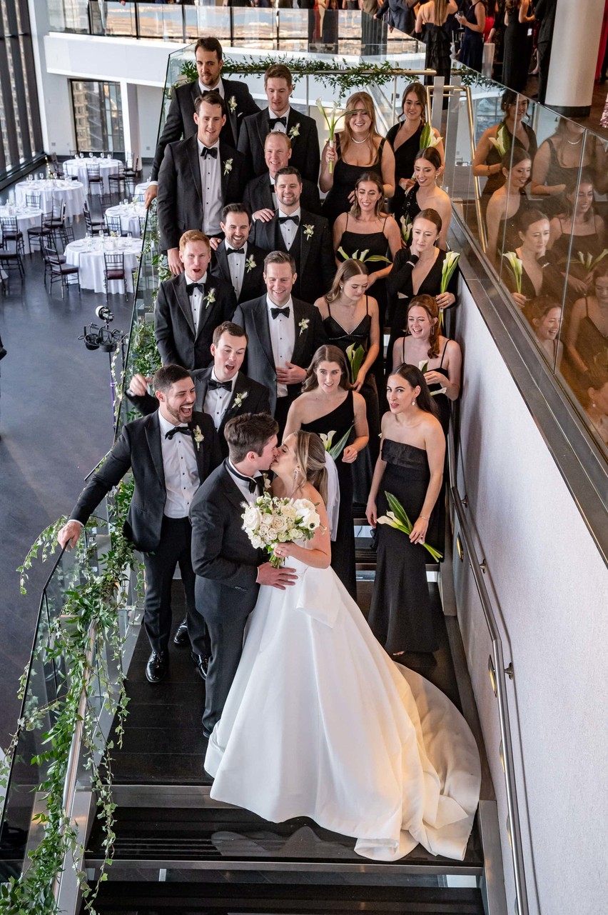 Wedding party on the grand staircase at The State Room