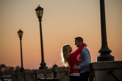 Sunset engagement photo ideas in Boston