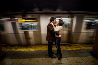 NYC Subway engagement photographer
