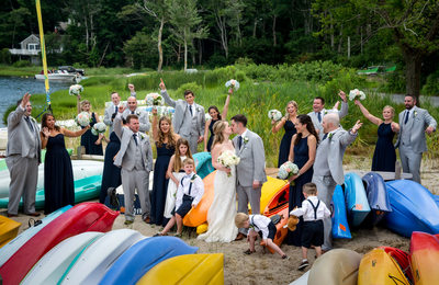 Cape Cod wedding party beach photos