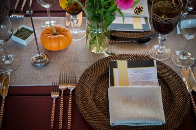 Reception table details photographed at Boston event