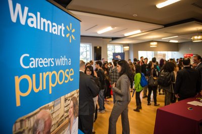 Walmart branding captured at Boston recruitment event
