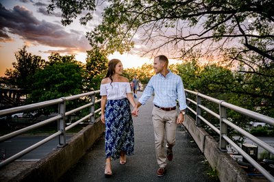 Sunset engagement session along the Charles River