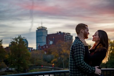 Boston engagement photos with the Boston skyline