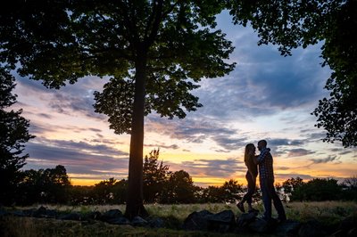World's End sunset silhouette engagement photos