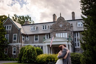 Historic estate exterior Blithewold Mansion wedding venue