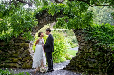 Romantic garden arch Blithewold Mansion wedding