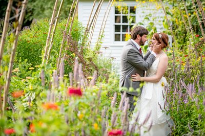 Garden portraits at Blithewold Mansion wedding