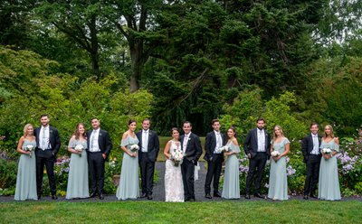 Bridal party group photo Blithewold Mansion wedding