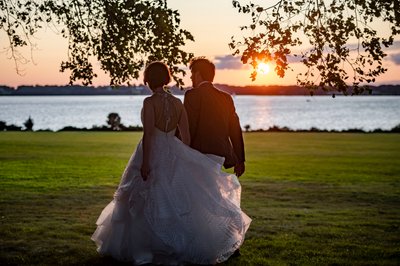 Blithewold Mansion wedding sunset