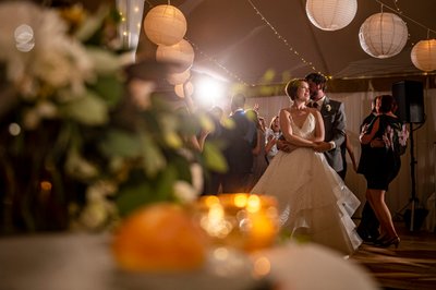 Reception dancing at Blithewold Mansion wedding