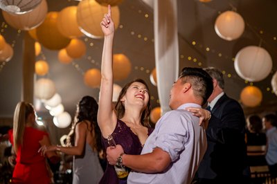 Excited dance floor action at Blithewold Mansion wedding