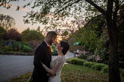 Sunset wedding portrait at Elm Bank weddings venue