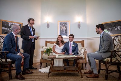 Blithewold Mansion wedding ketubah signing