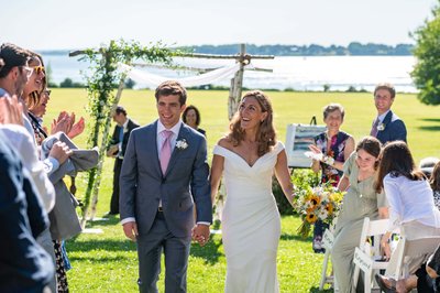 Outdoor ceremony Blithewold Mansion wedding vows