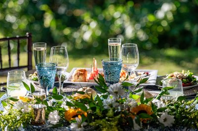 Elegant table setting Blithewold Mansion wedding reception