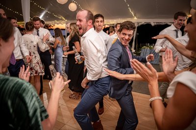 Dancing guests Blithewold Mansion wedding reception