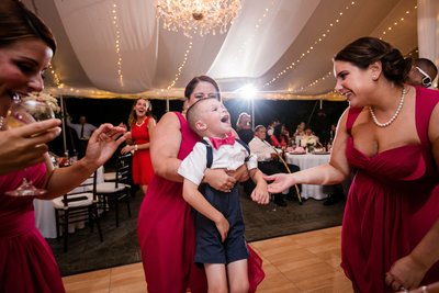 Fun dance floor moment Blithewold Mansion wedding reception