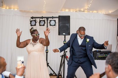 Groom and mom dancing Blithewold Mansion wedding party