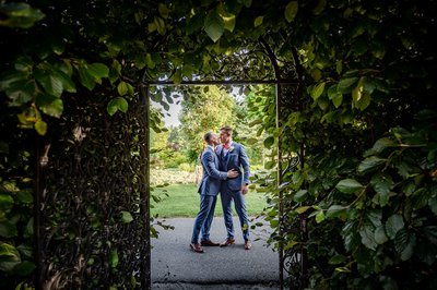 A beautiful quiet moment for a wedding couple at The Gardens at Elm Bank.