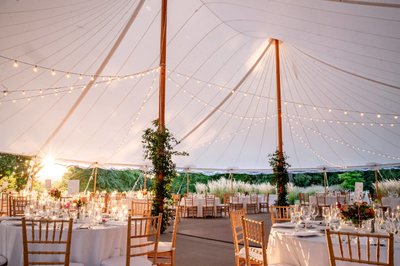 reception tent setup for decordova museum weddings