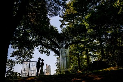 silouette and glass doors at decordova museum weddings