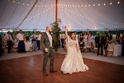 first dance under the tent at decordova museum weddings