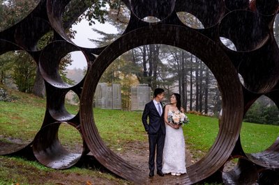 rainy day sculpture garden at decordova museum weddings