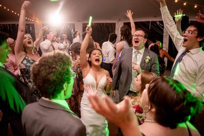 Guests Cheering on the Dance Floor at deCordova Museum Weddings