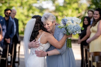 Emotional Hug Between Bride her mom at deCordova Museum Weddings