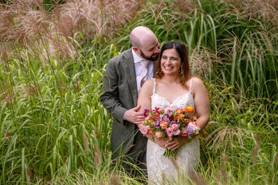 Bride and Groom Laughing at deCordova Museum Weddings