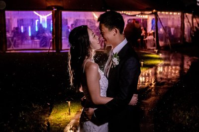 Romantic Rainy Night Kiss at deCordova Museum Weddings