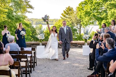 Joyous celebration after the ceremony at deCordova Museum wedding