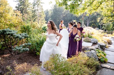 Excited bridesmaids celebrating at deCordova Museum weddings