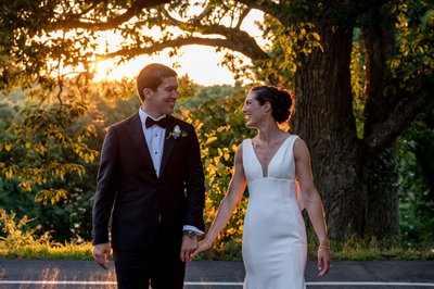 Sunset stroll for newlyweds at deCordova Museum weddings