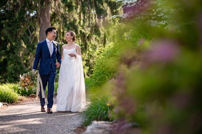 Romantic garden walk at deCordova Museum weddings