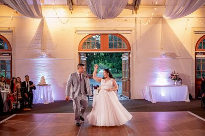 1st dance inside the Carriage House at the Gardens at Elm Bank weddings