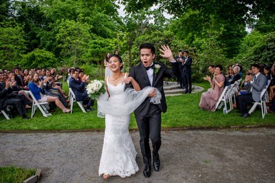 Joy after the wedding ceremony at Elm Bank weddings